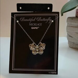 GANZ Silver-Tone Butterfly Pendant Necklace